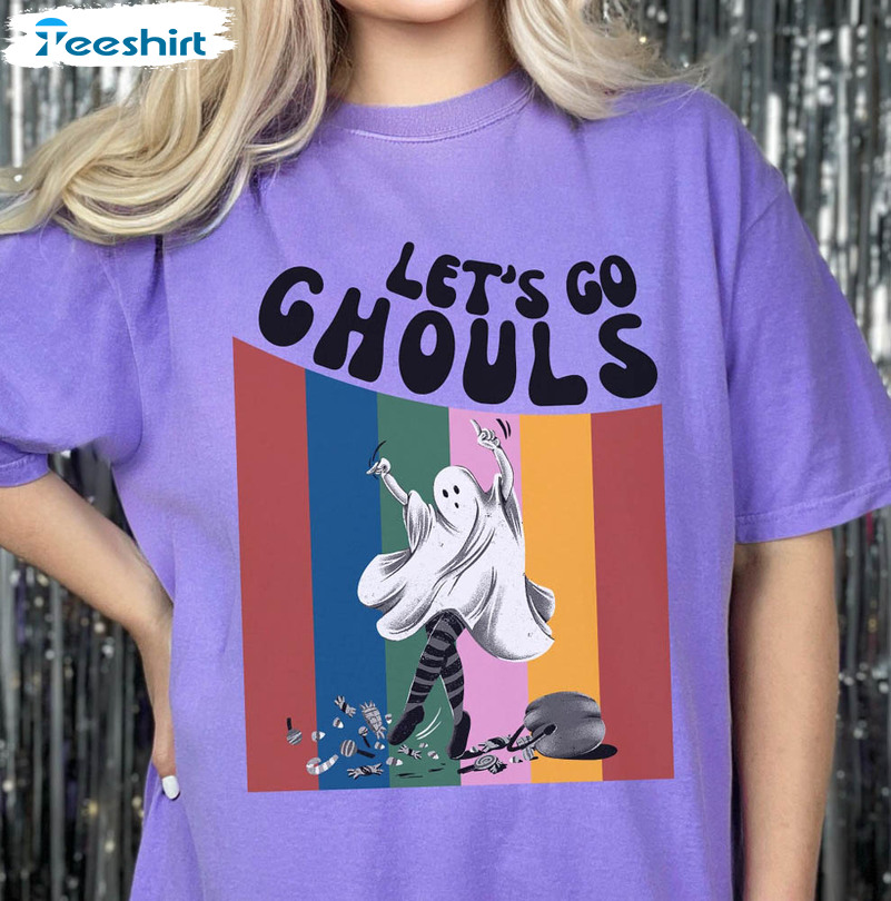 Lets Go Ghouls Comfort Shirt, Retro Halloween Cartoons Crewneck Unisex T-shirt