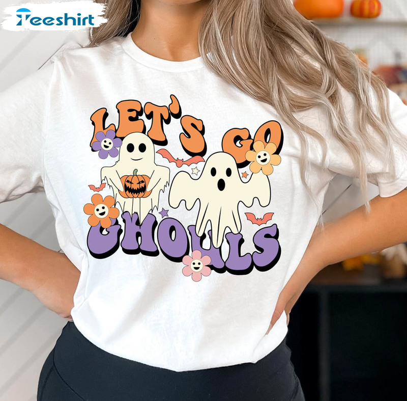 Lets Go Ghouls Shirt, Ghost Halloween Cute Crewneck Unisex Hoodie