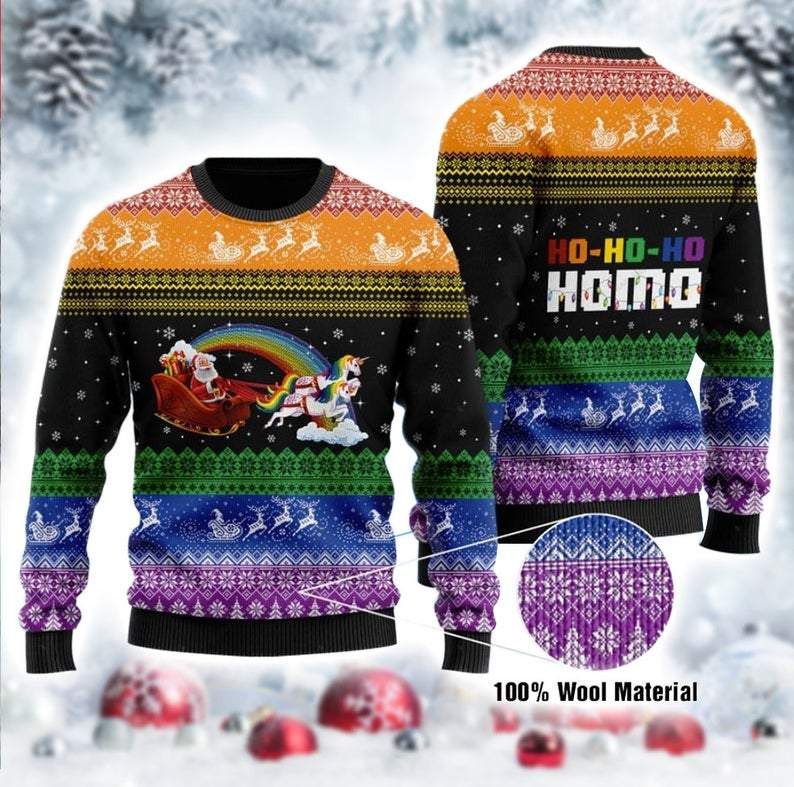 LGBT Santa Claus And Unicorn Ugly Christmas Sweater | For Men & Women | Adult | US1980- Best Christmas Gifts 2023