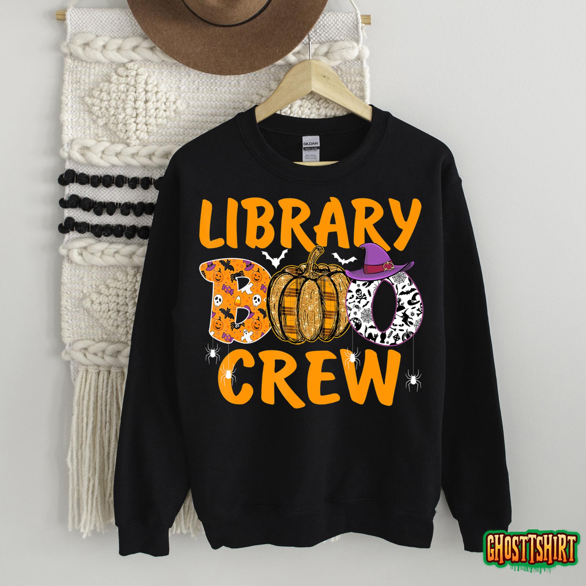 Library Boo Crew School Librarian Halloween Library Book T-Shirt