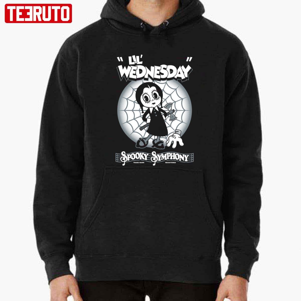 Lil Wednesday Creepy Cute Spooky Goth Cartoon Halloween Unisex T-Shirt