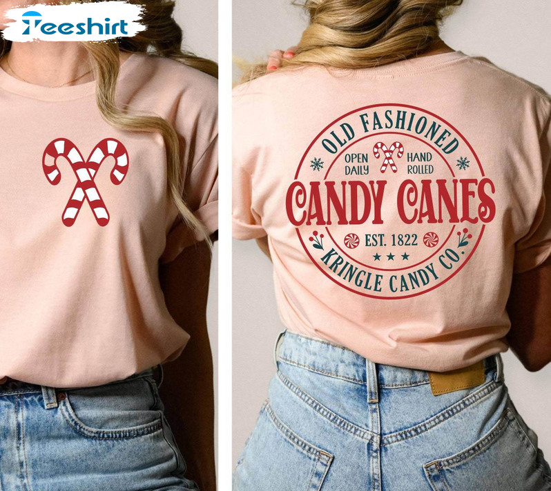 Limited Candy Cane Christmas Shirt, Cute Short Sleeve Tee Tops Gift For Christmas