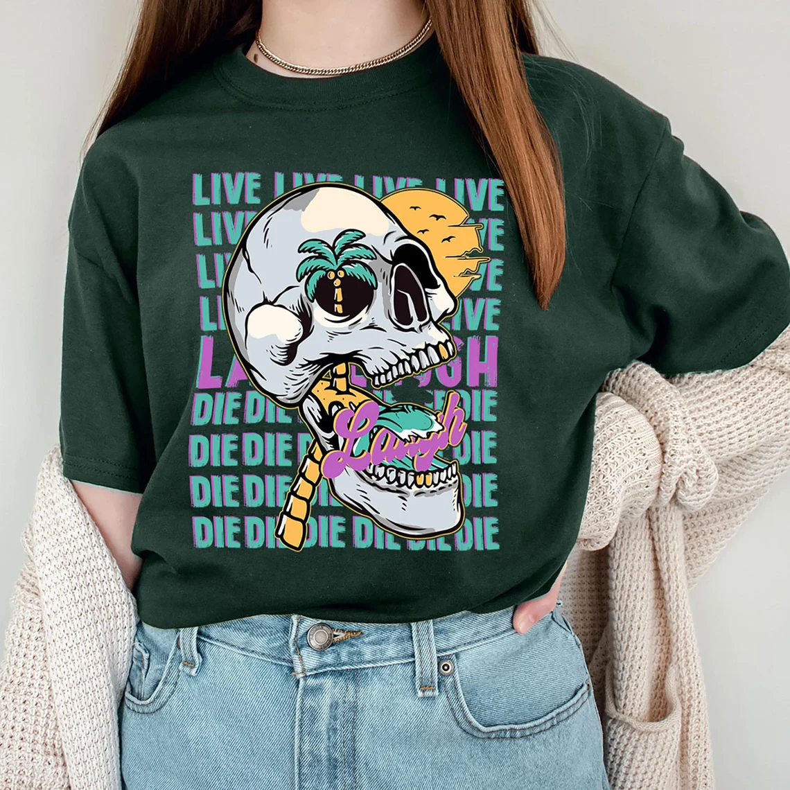 Live Laugh Die Skull T-Shirt