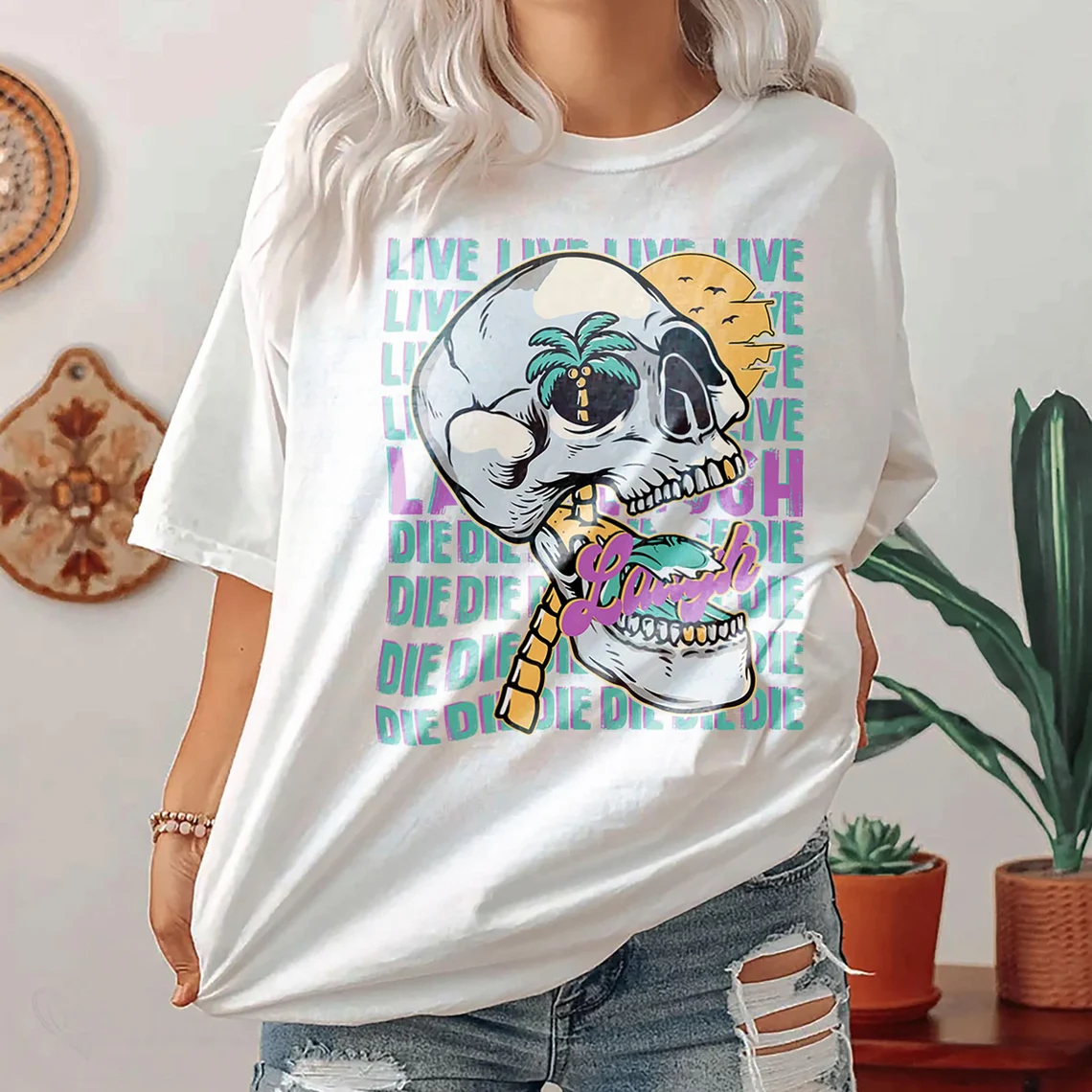 Live Laugh Die Skull T-Shirt