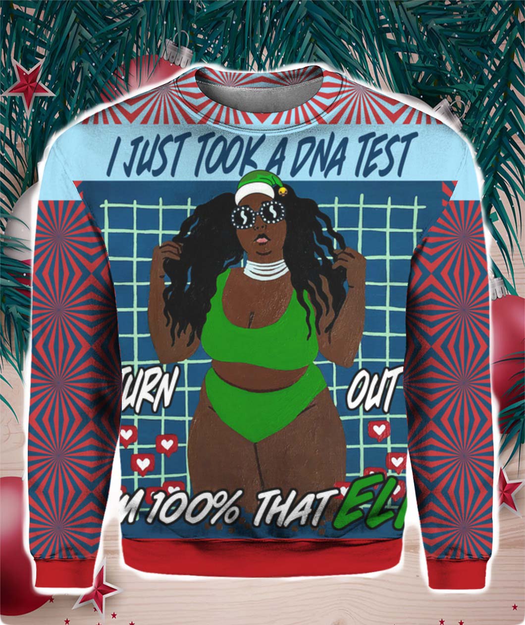 Lizzo 100 Percent That Elf 3D Ugly Christmas Sweater Hoodie- Best Christmas Gifts 2023