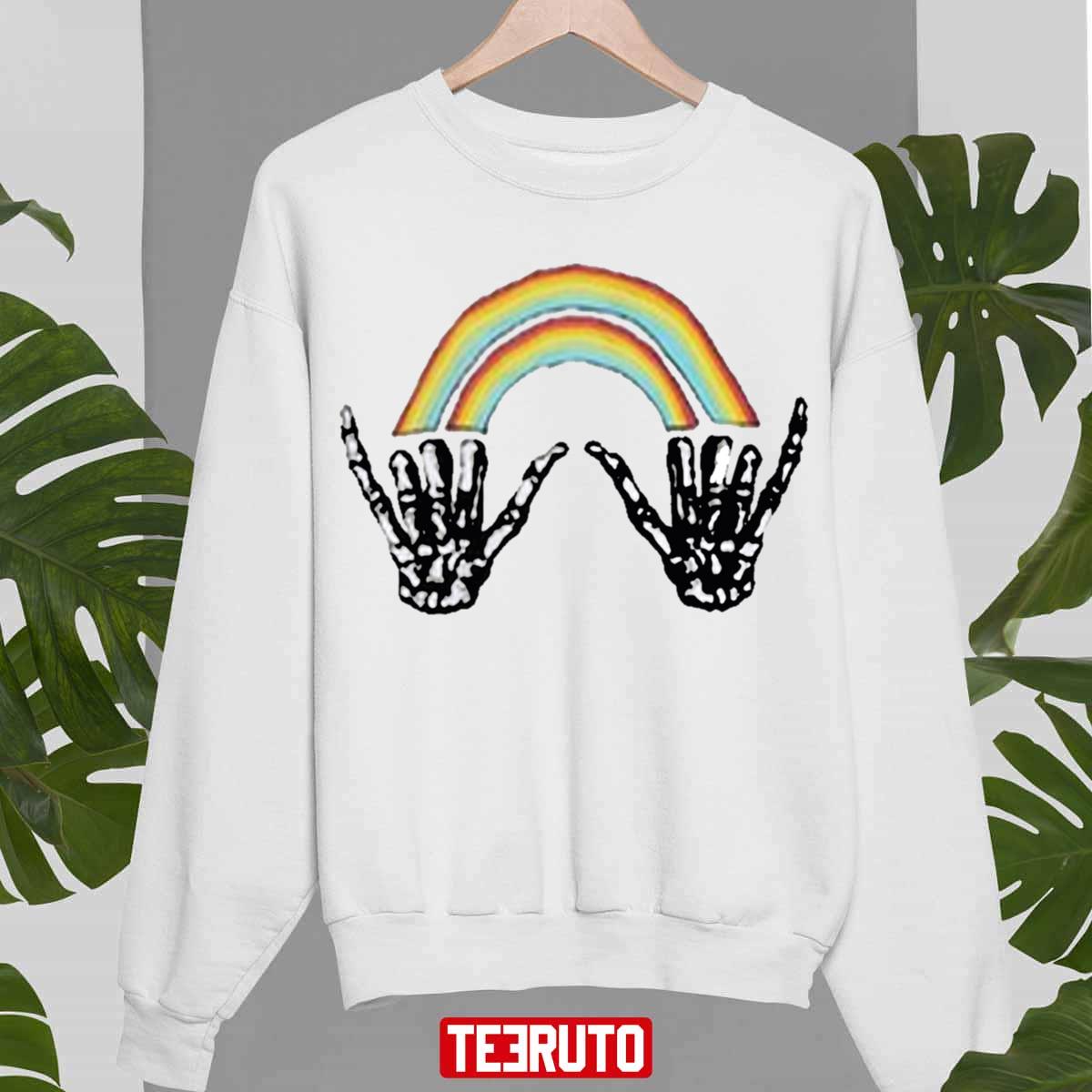 Louis Tomlinson Rainbow Skeleton Hand Raglan Halloween Unisex Sweatshirt