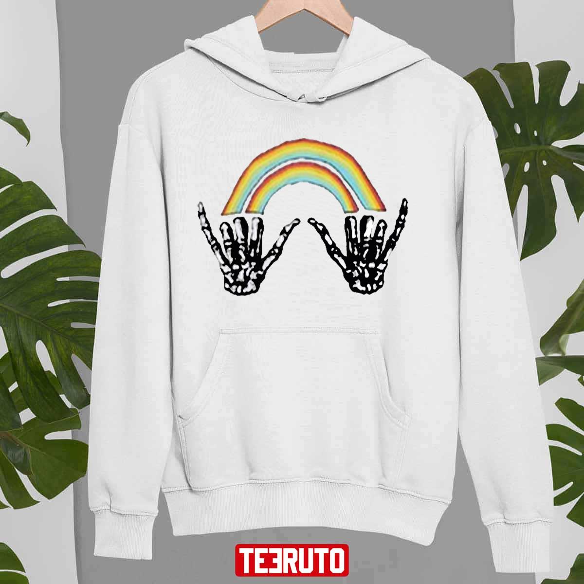 Louis Tomlinson Rainbow Skeleton Hand Raglan Halloween Unisex Sweatshirt