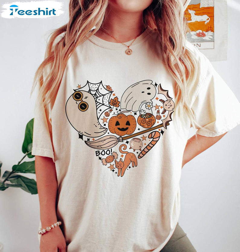 Love Halloween Shirt, Halloween Doodles Crewneck Unisex T Shirt