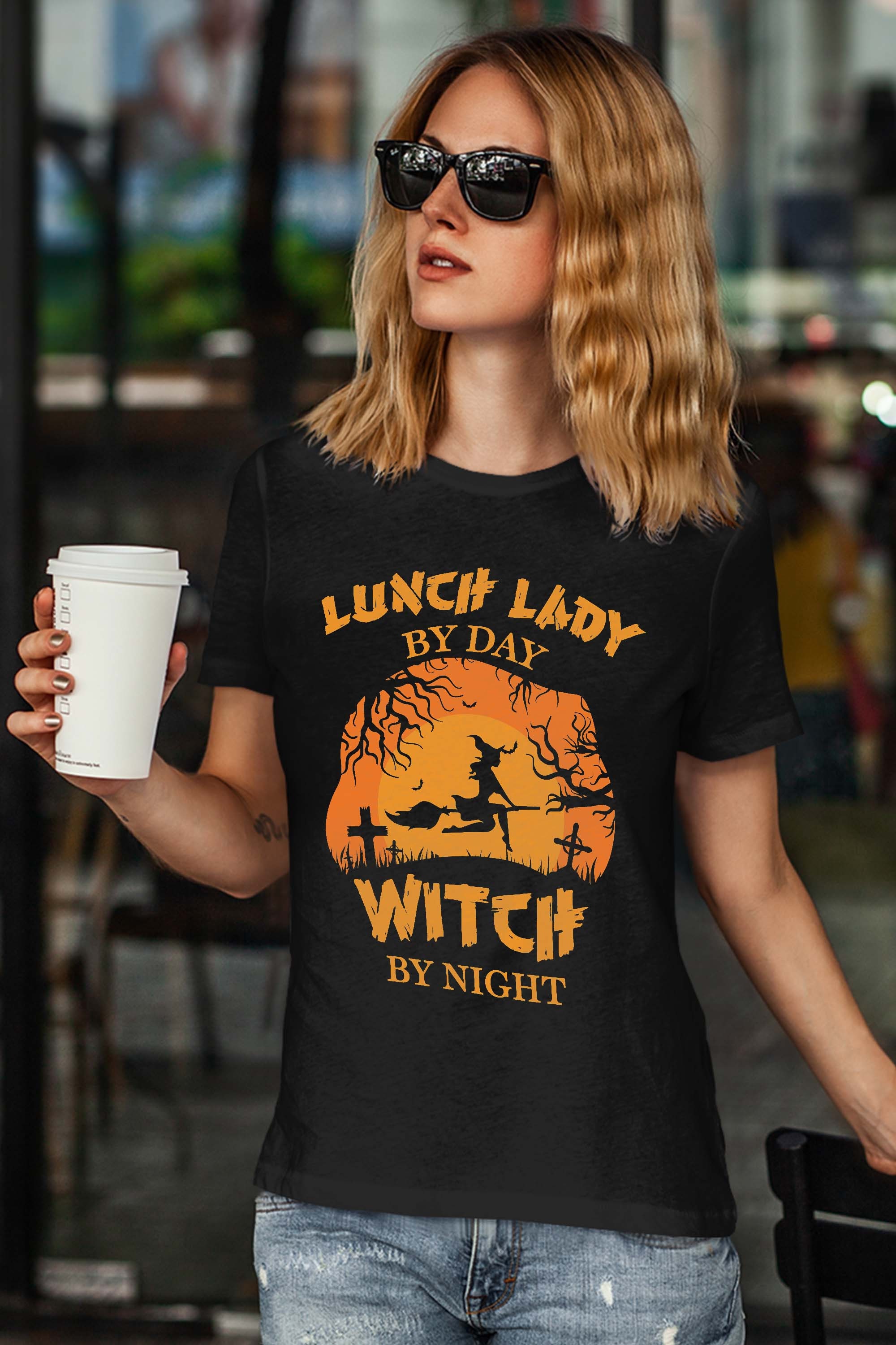 Lunch Lady By Day Witch By Night Lunch Lady Costume Adult T-Shirt