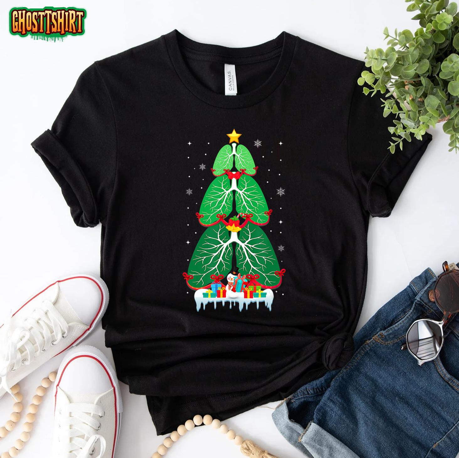 Lung Christmas Tree Respiratory Therapy Xmas Therapist T-Shirt