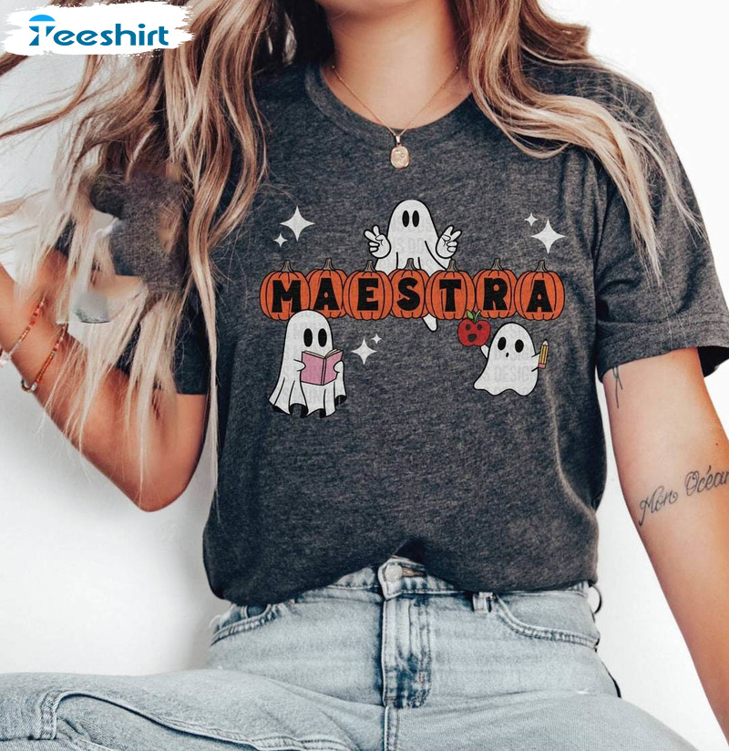 Maestra Halloween Shirt , Halloween Spanish Unisex Hoodie Crewneck