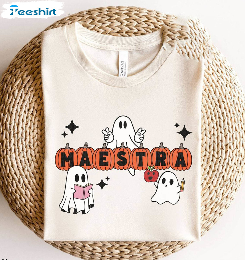 Maestra Halloween Shirt , Halloween Spanish Unisex Hoodie Crewneck