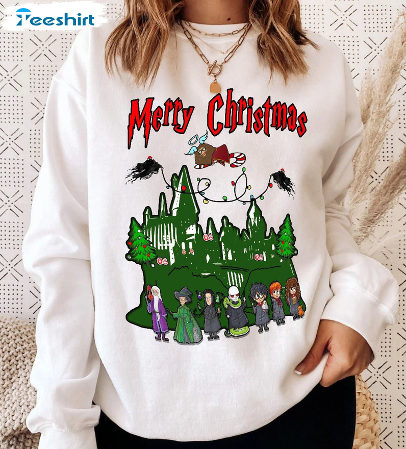 Magical Wizard Castle Christmas Shirt, Merry Christmas Short Sleeve Tee Tops