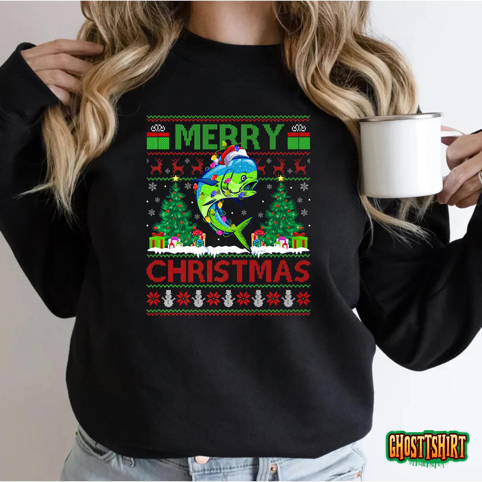 Mahi Mahi Fish Lover Xmas Tree Santa Mahi Mahi Christmas T-Shirt