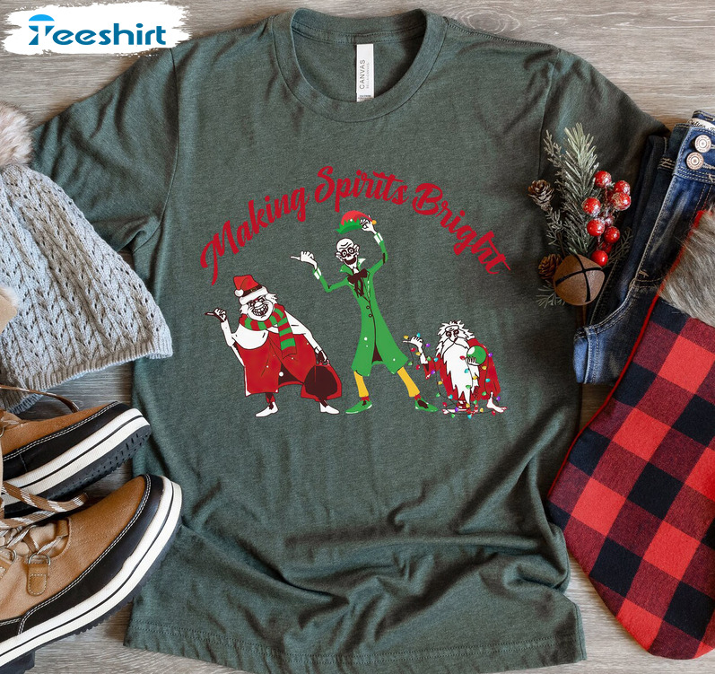 Making Spirits Bright Shirt, Ghosts Christmas Santa Unisex T-shirt Sweater