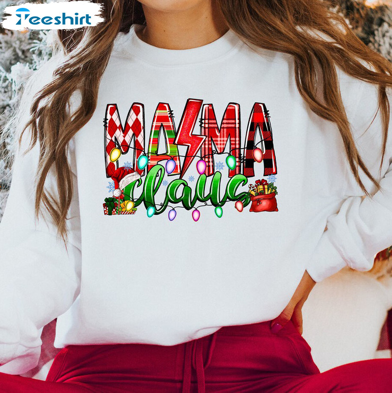 Mama Claus Shirt – Cute Christmas Mama Sweatshirt Short Sleeve