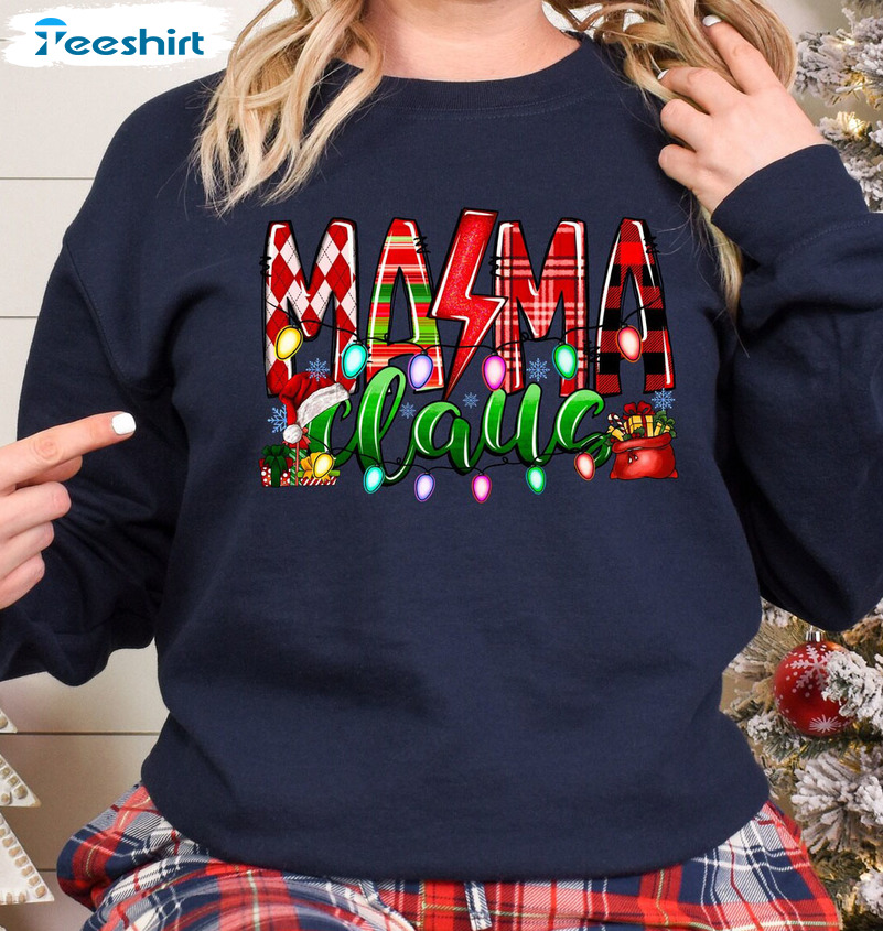 Mama Claus Shirt – Cute Christmas Mama Sweatshirt Short Sleeve