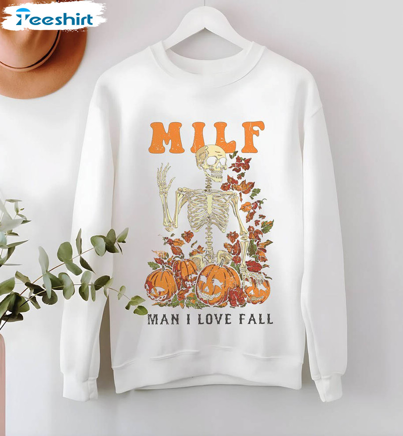 Man I Love Fall Funny Shirt, Halloween Short Sleeve Crewneck