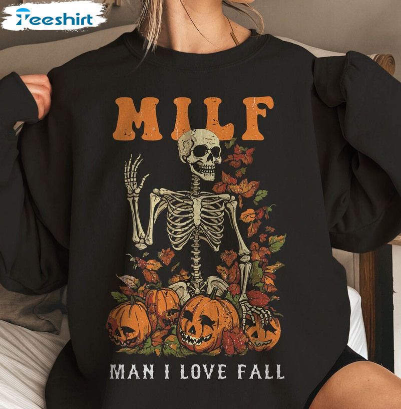 Man I Love Fall Funny Shirt, Halloween Short Sleeve Crewneck