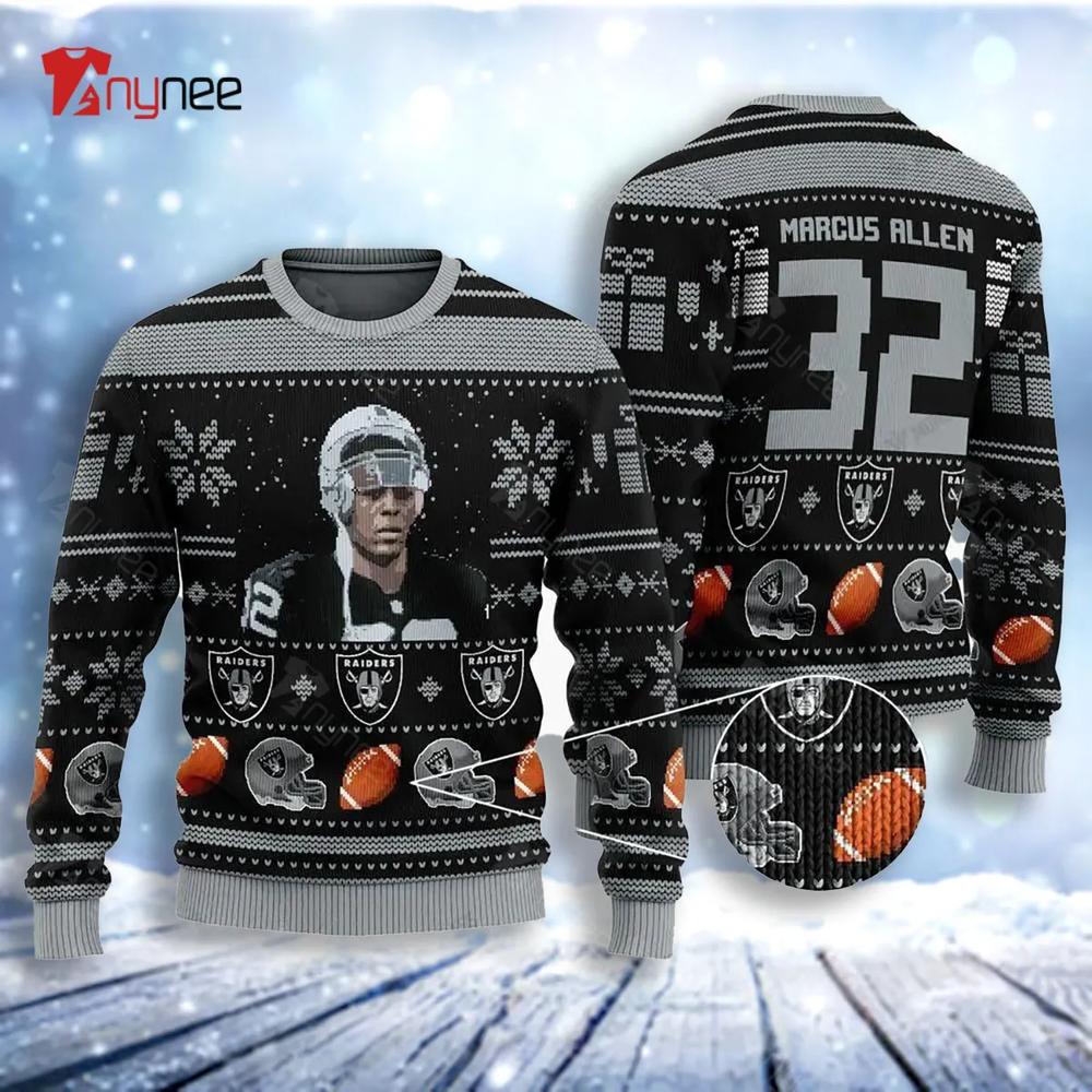 Marcus Lemarr Allen 32 Las Vegas Football Ugly Christmas Sweater- Best Christmas Gifts 2023