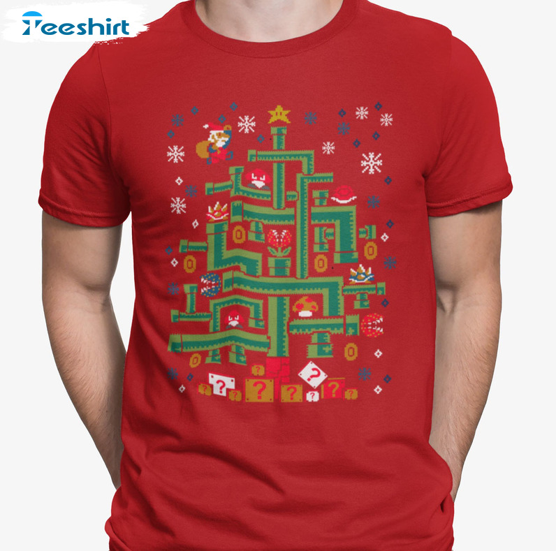 Mario Christmas Shirt, Gamer Xmas Crewneck Unisex Hoodie