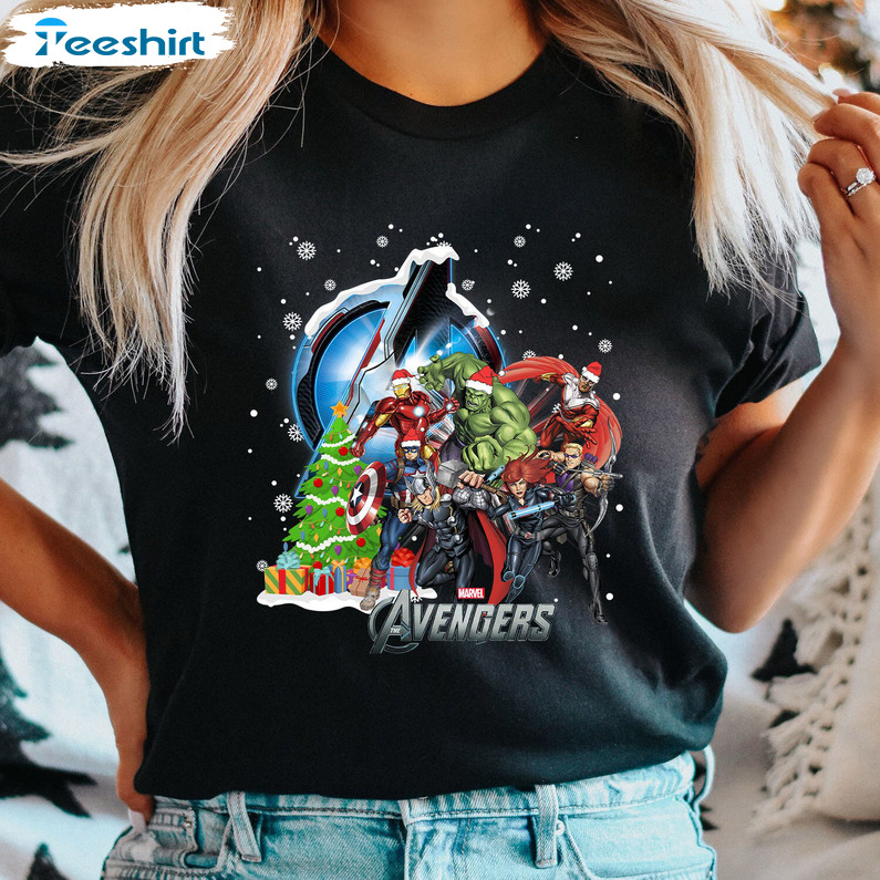 Marvel Avengers Christmas Shirt, Superhero Crewneck Unisex T-shirt