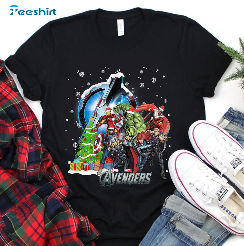 Marvel Avengers Christmas Shirt, Superhero Crewneck Unisex T-shirt