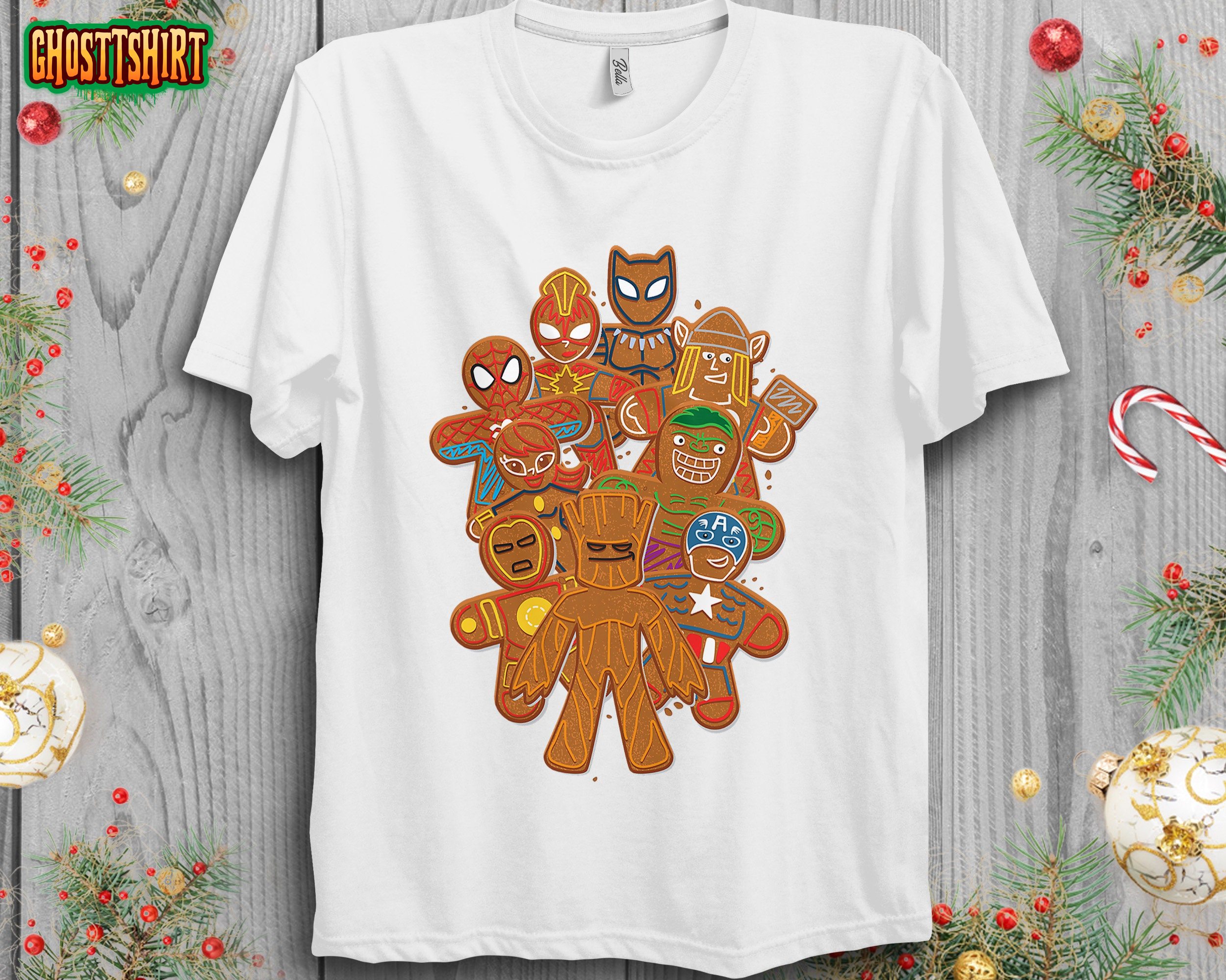 Marvel Avengers Gingerbread Cookies Christmas Unisex T-Shirt