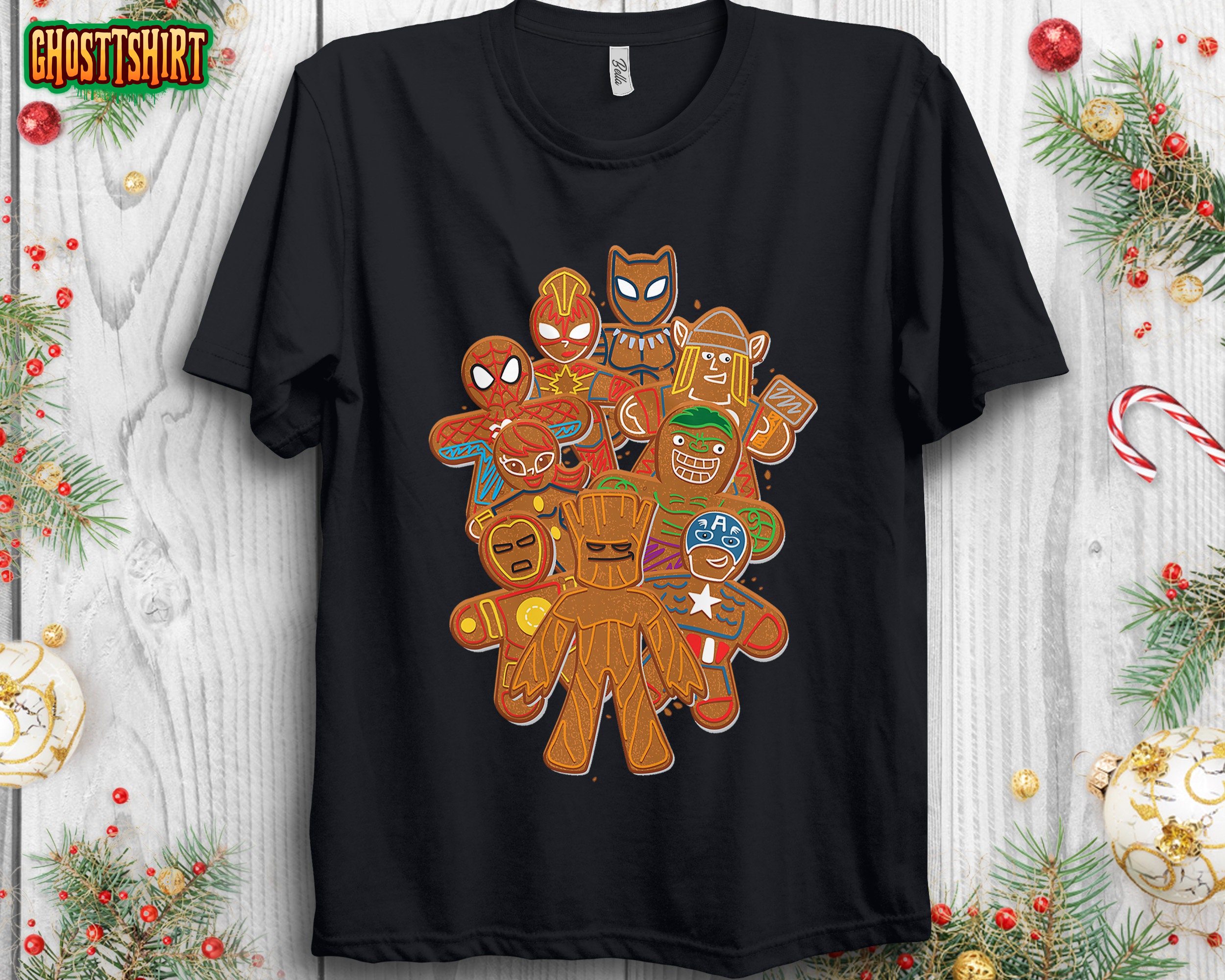 Marvel Avengers Gingerbread Cookies Christmas Unisex T-Shirt