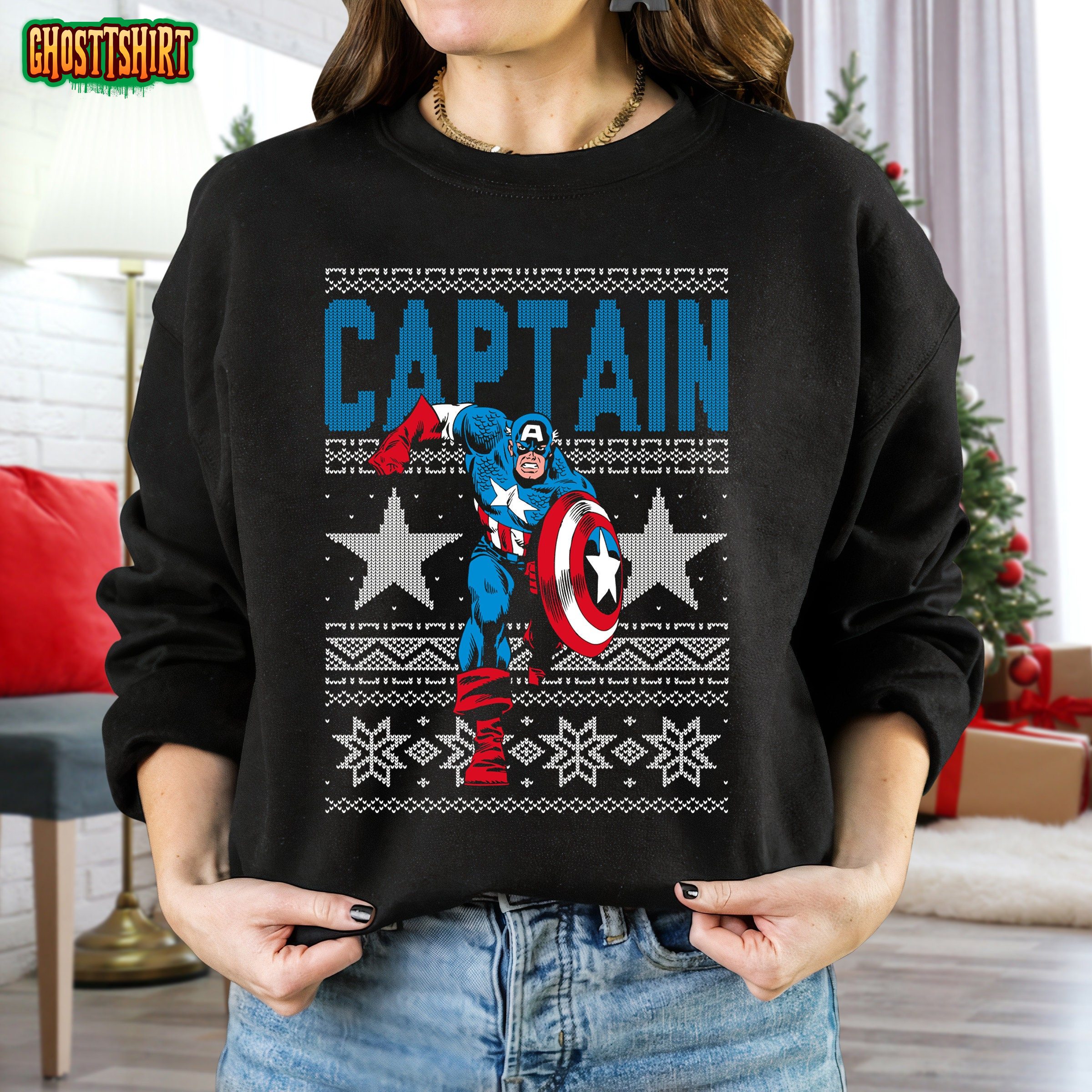 Marvel Captain America Ugly Christmas Sweater Unisex T-Shirt