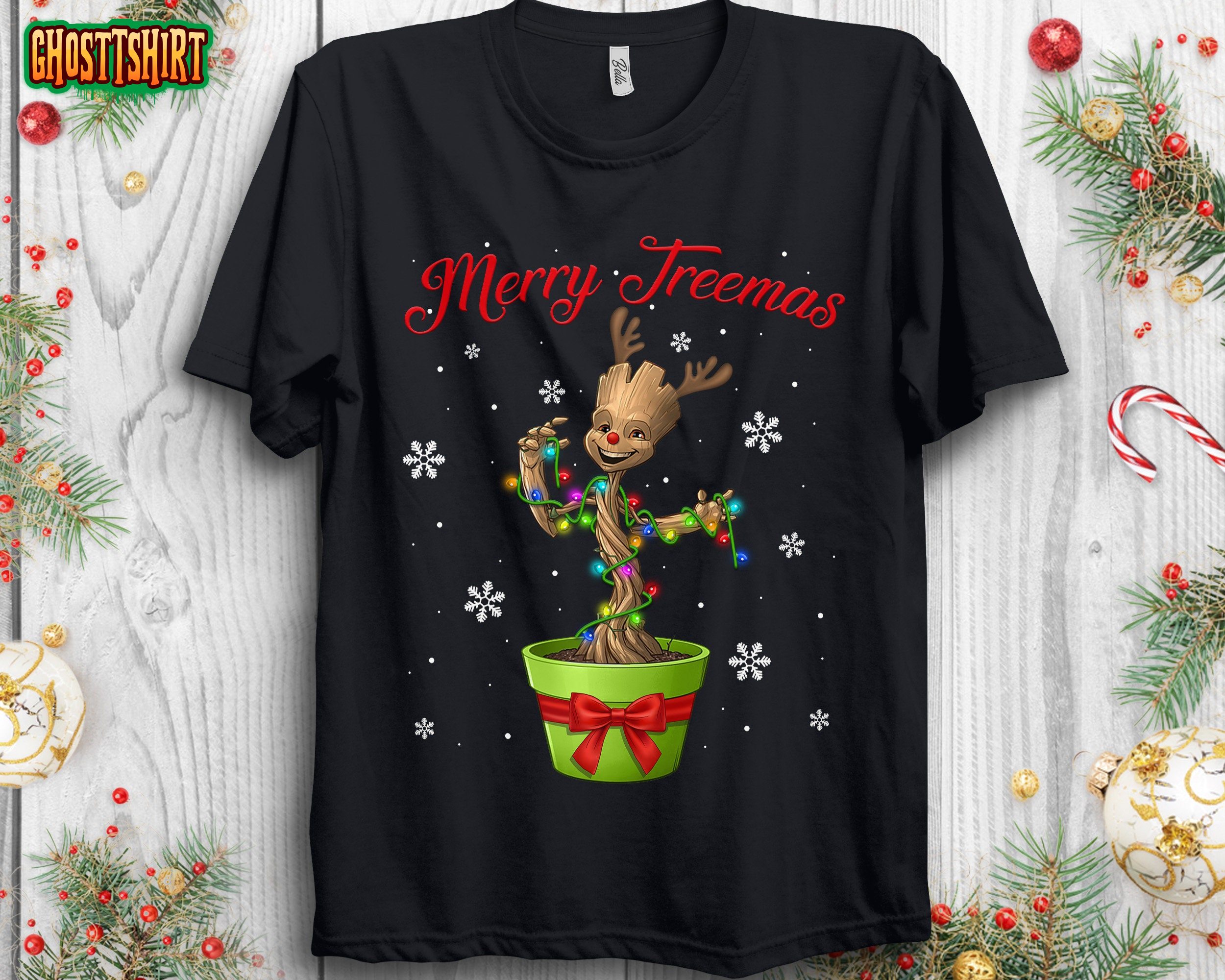 Marvel Groot Christmas Lights Merry Treemas Unisex T-Shirt