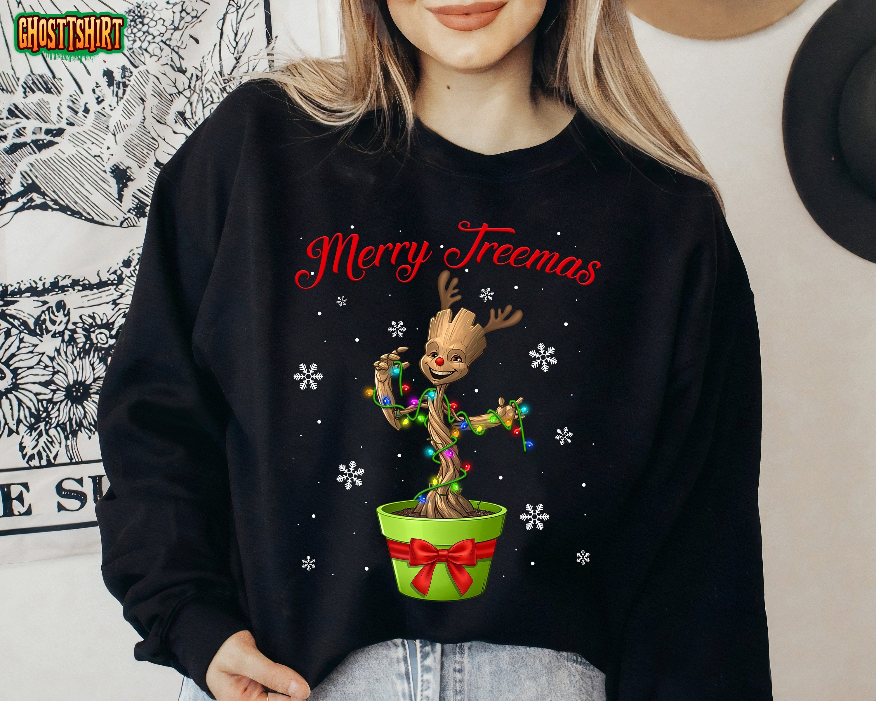 Marvel Groot Christmas Lights Merry Treemas Unisex T-Shirt