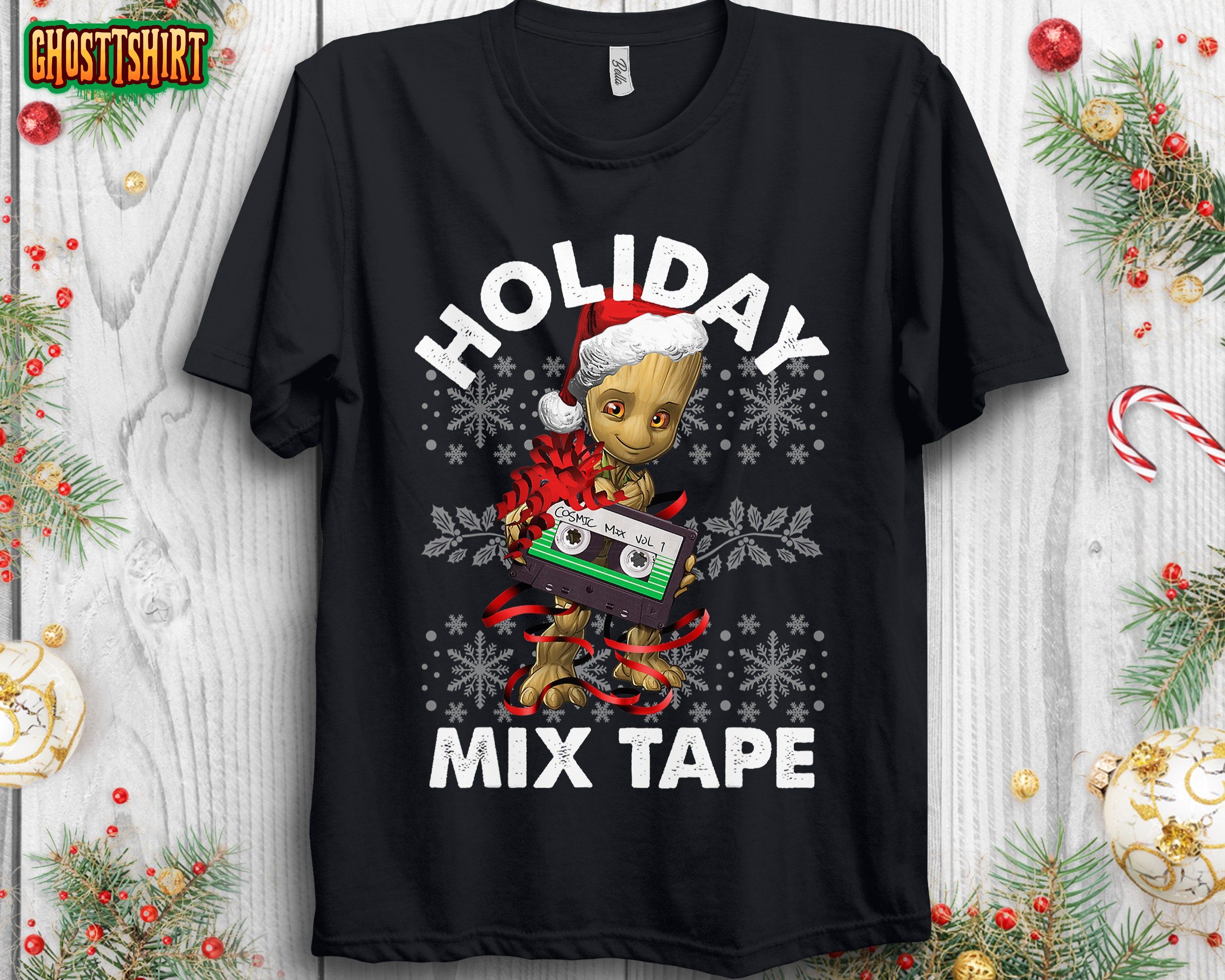 Marvel Guardians Of The Galaxy Groot Mix Tape Christmas Unisex T-Shirt