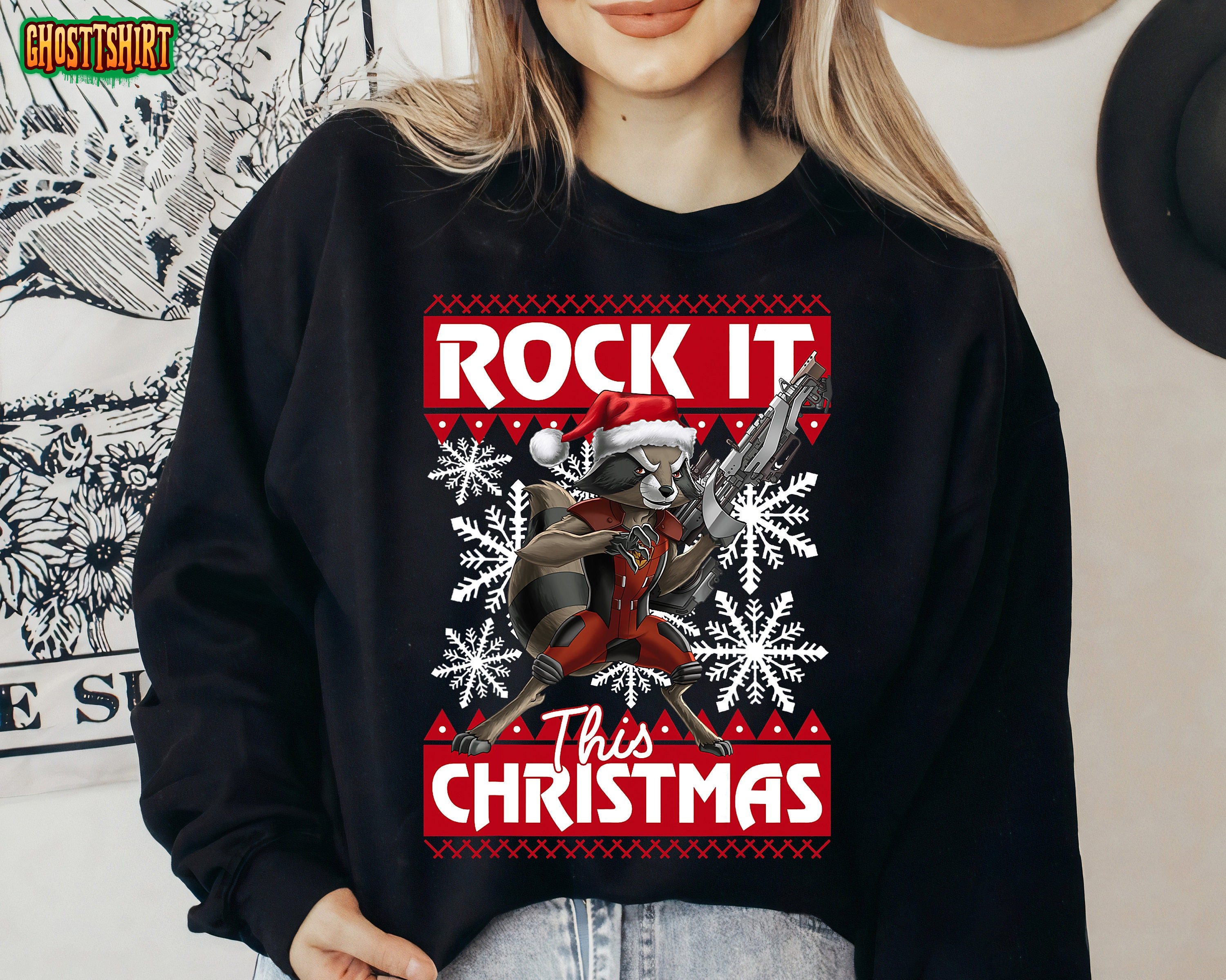 Marvel Guardians Of The Galaxy Rocket Rock It This Christmas Unisex T-Shirt