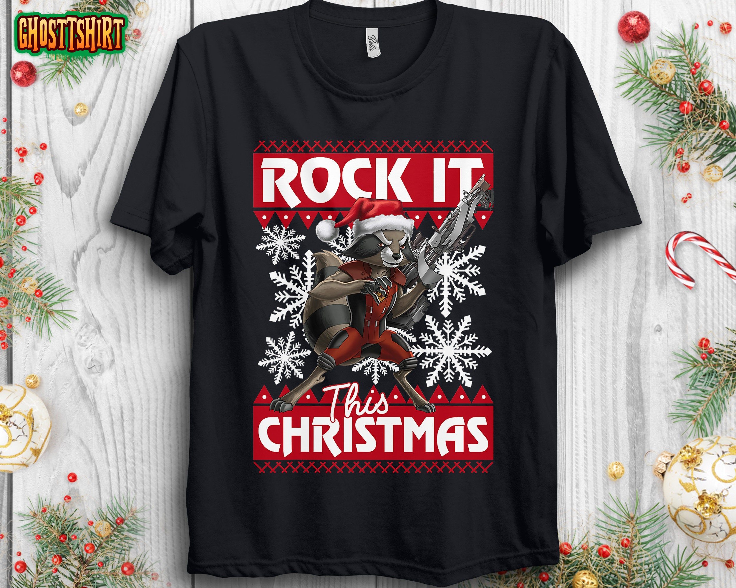 Marvel Guardians Of The Galaxy Rocket Rock It This Christmas Unisex T-Shirt