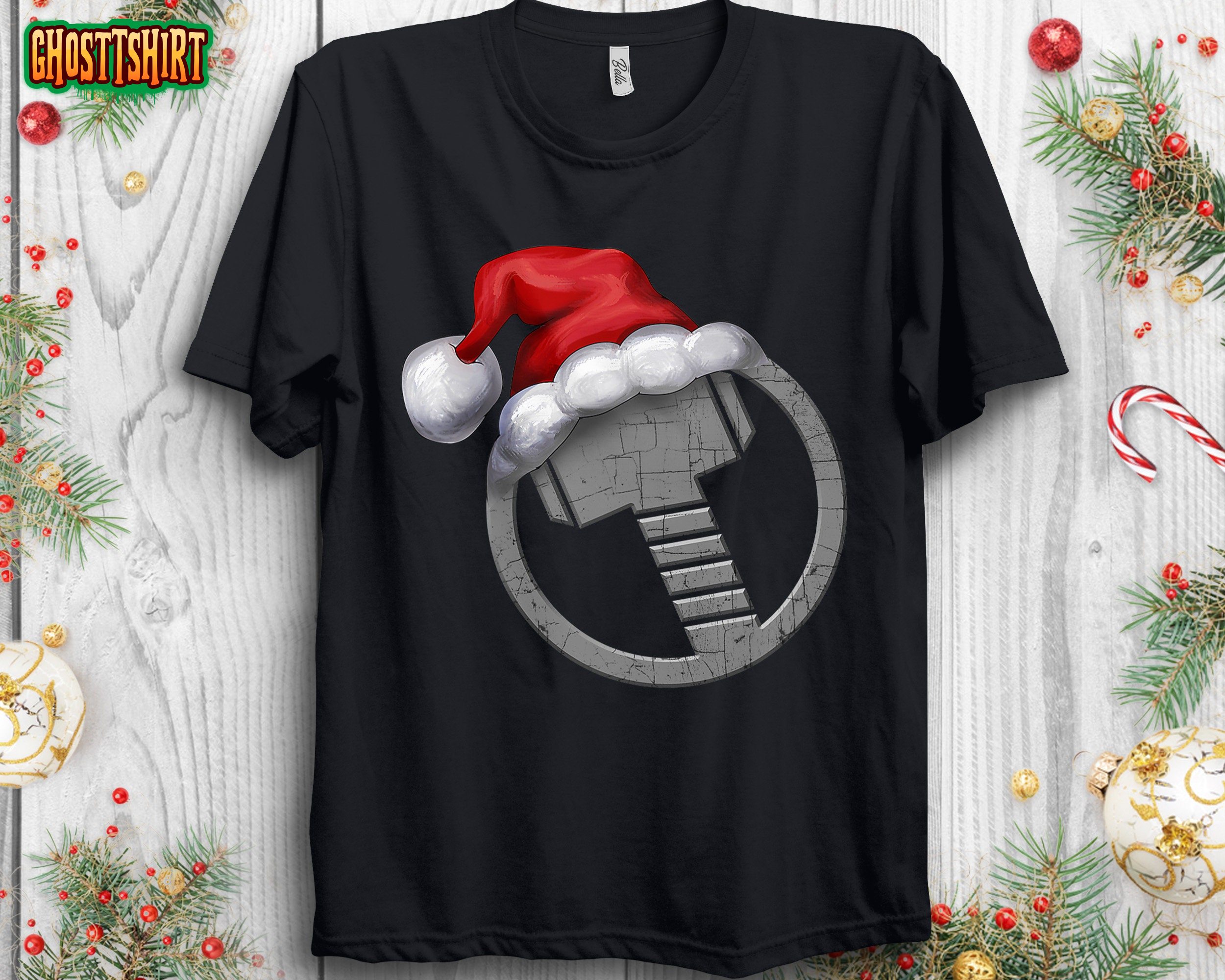 Marvel Thor Hammer Icon Santa Hat Christmas Sweatshirt