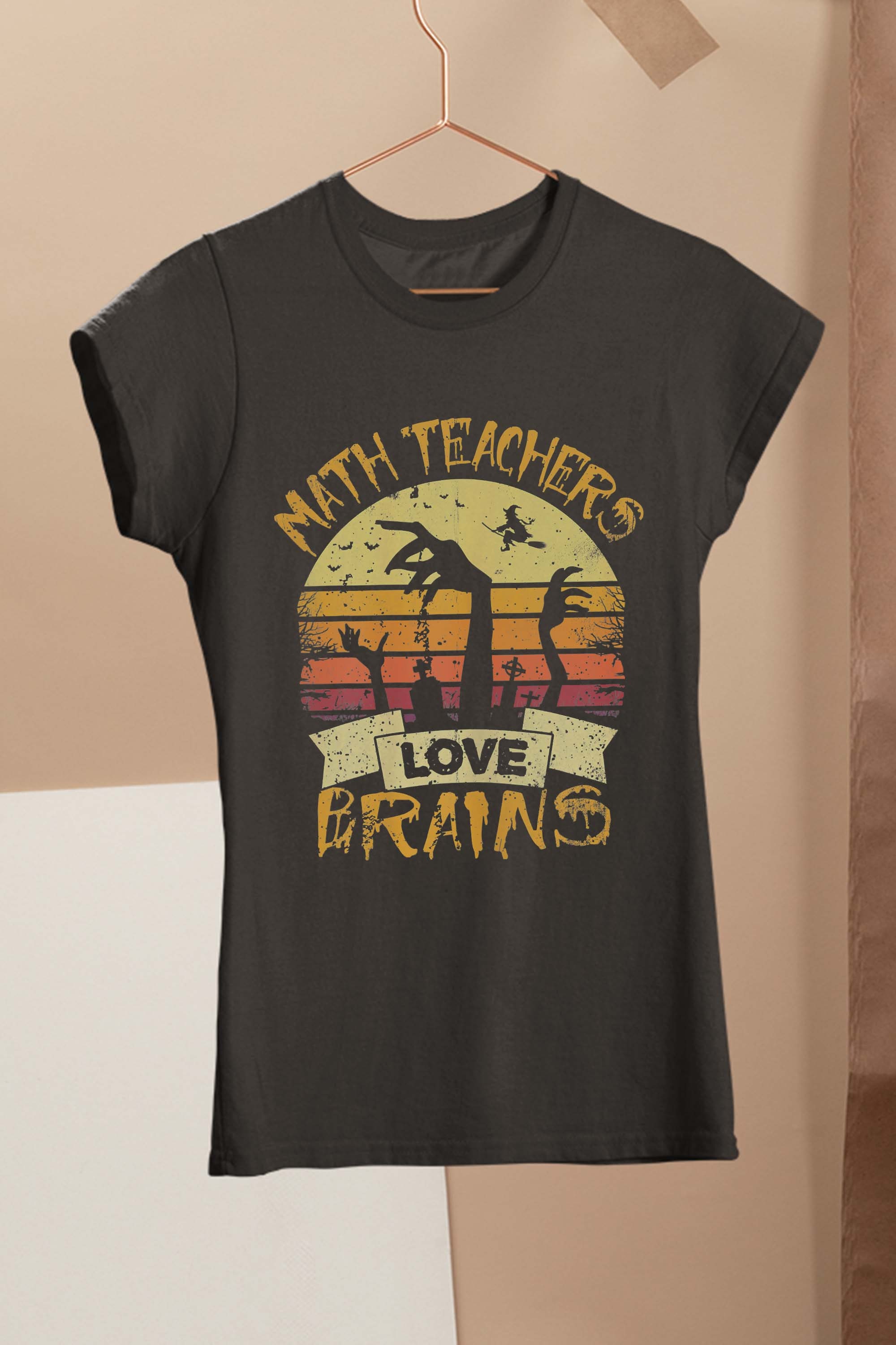 Math Teacher Halloween Math Teachers Love Brains T-Shirt