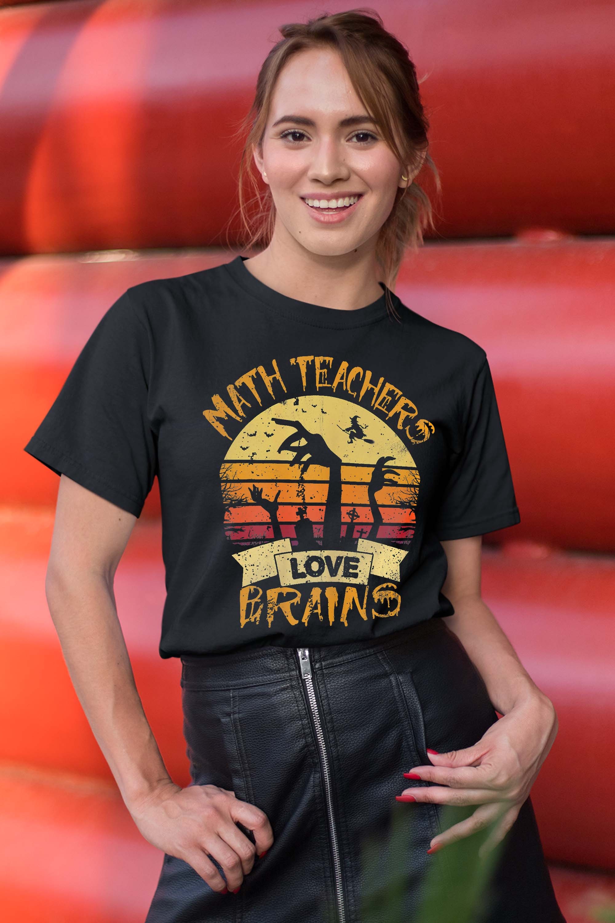 Math Teacher Halloween Math Teachers Love Brains T-Shirt