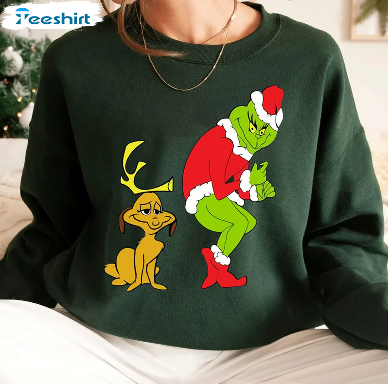 Max And Grinch Sweatshirt, Grinch Christmas Unisex T-shirt Crewneck