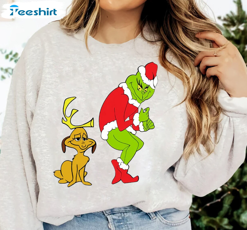 Max And Grinch Sweatshirt, Grinch Christmas Unisex T-shirt Crewneck