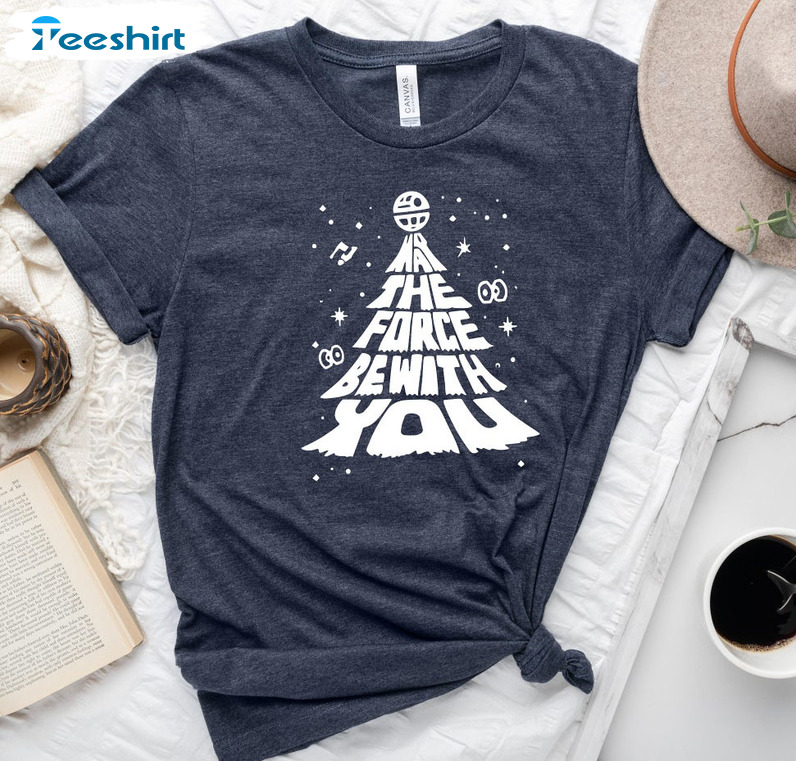 May The Force Be With You Christmas Tree Shirt, Star Wars Short Sleeve Tee Tops