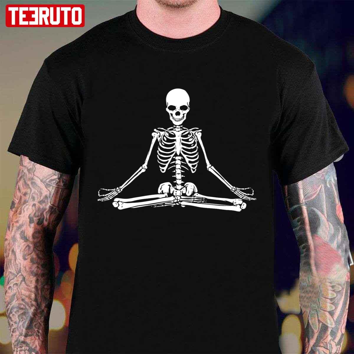 Meditating Skeleton Halloween Unisex T-Shirt