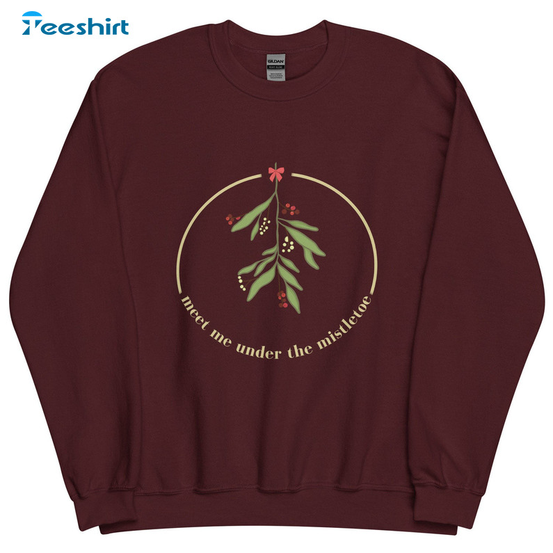 Meet Me Under The Mistletoe Christmas Shirt, Xmas Vintage Sweater Short Sleeve