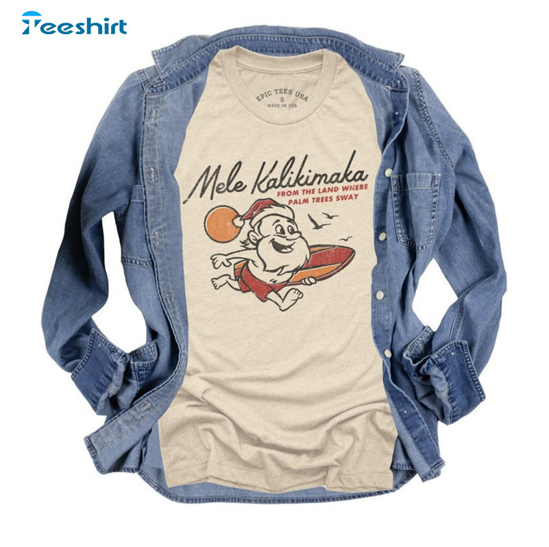 Mele Kalikimaka Christmas Shirt, Santa Surfing Sweatshirt Unisex T-shirt