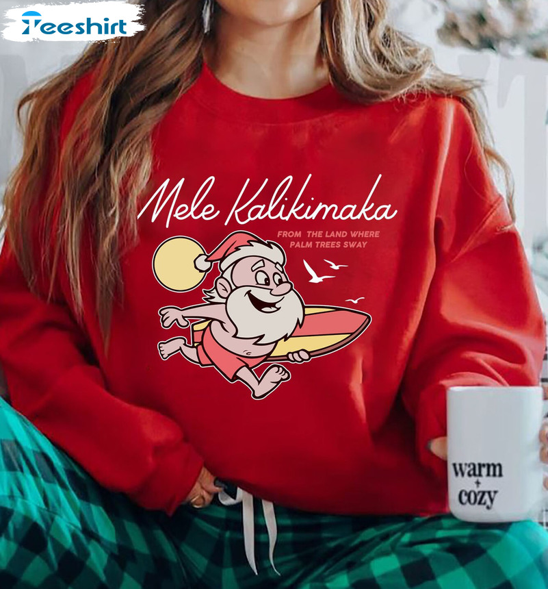 Mele Kalikimaka Hawaii Christmas Shirt, Santa Claus Long Sleeve Tee Tops