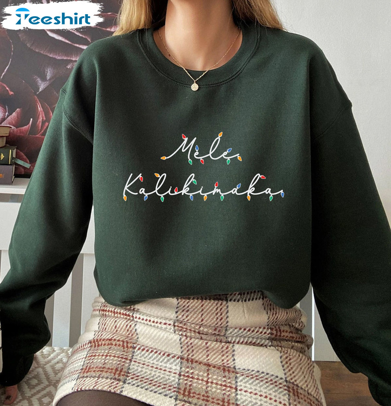 Mele Kalikimaka Shirt, Christmas Lights Long Sleeve Tee Tops