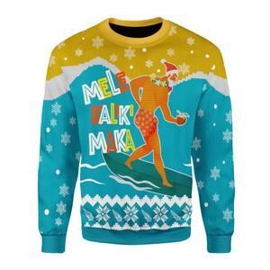 Mele Kalikimaka Surfing Santa Ugly Christmas Sweater | For Men & Women | Adult | US3553- Best Christmas Gifts 2023