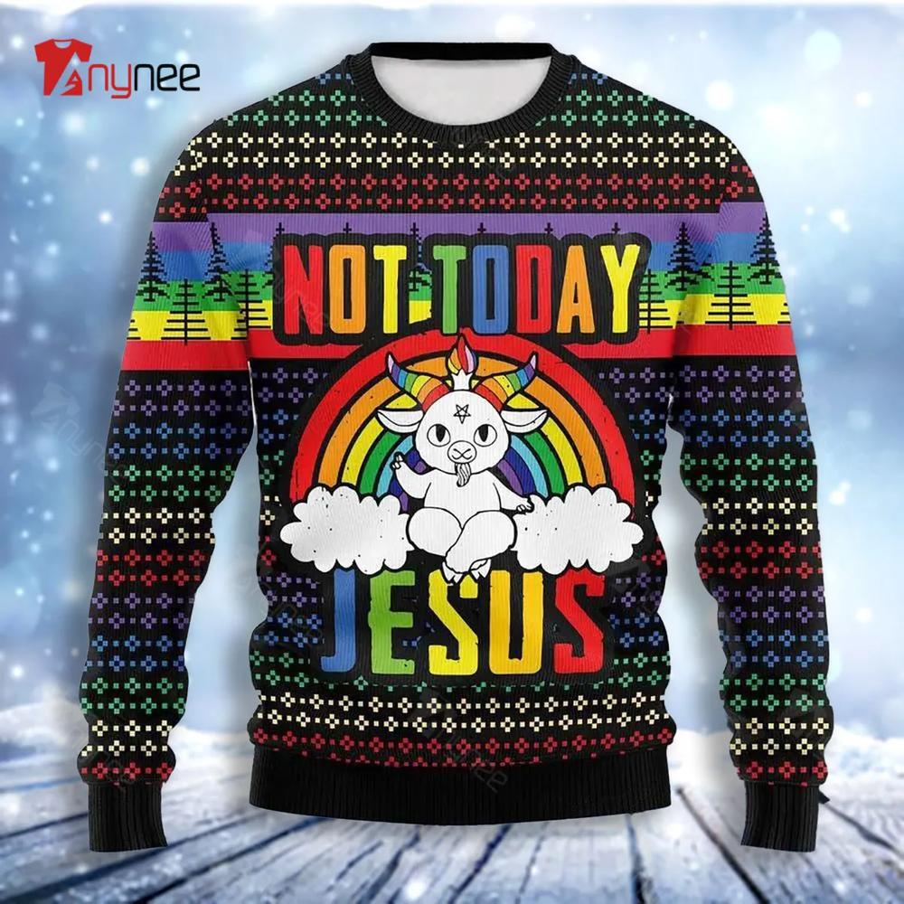 Men Is Not Today Jesus Ugly Christmas Sweater- Best Christmas Gifts 2023