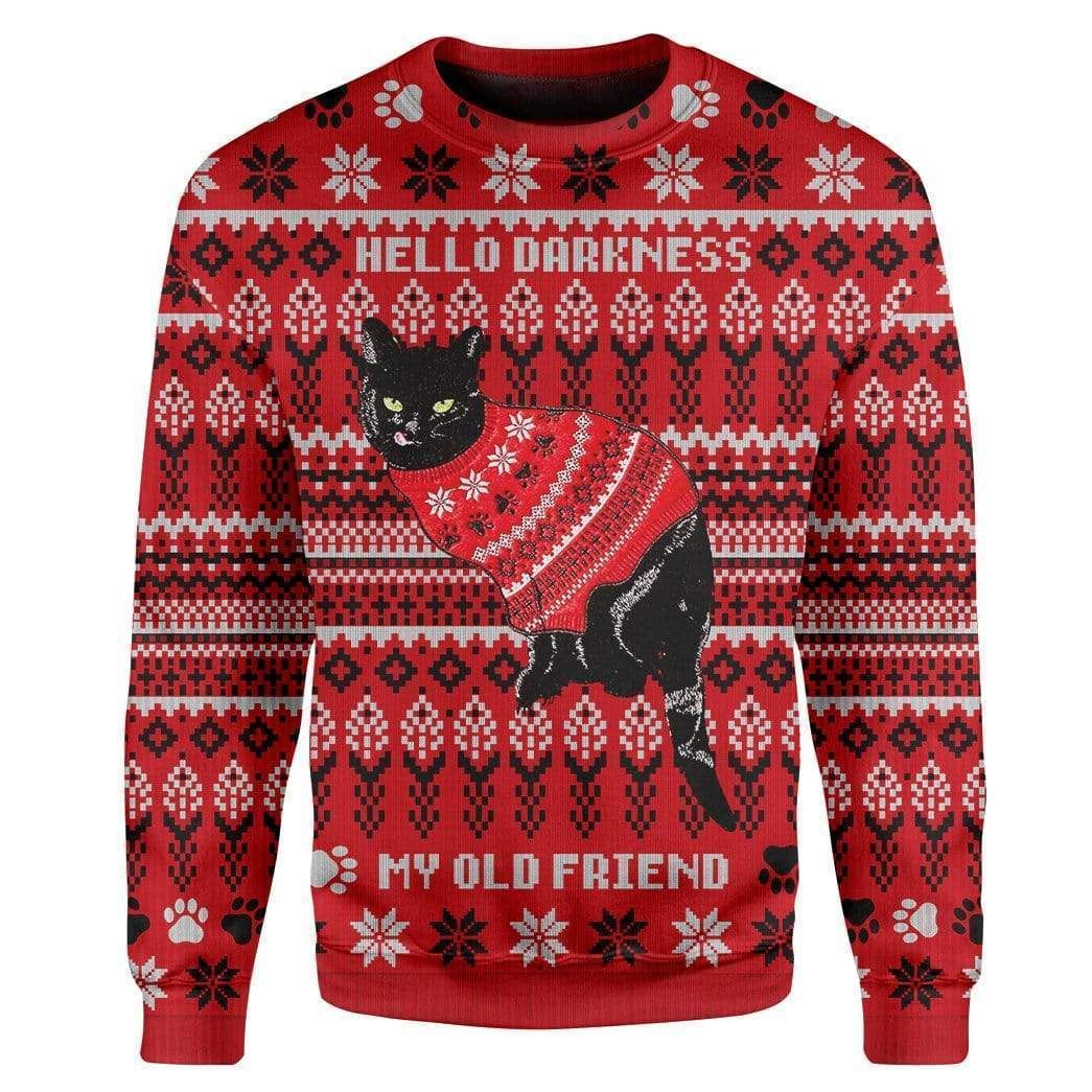 Men’s Black Cat  Ugly Christmas Sweater | For Men & Women | Adult | US3272- Best Christmas Gifts 2023