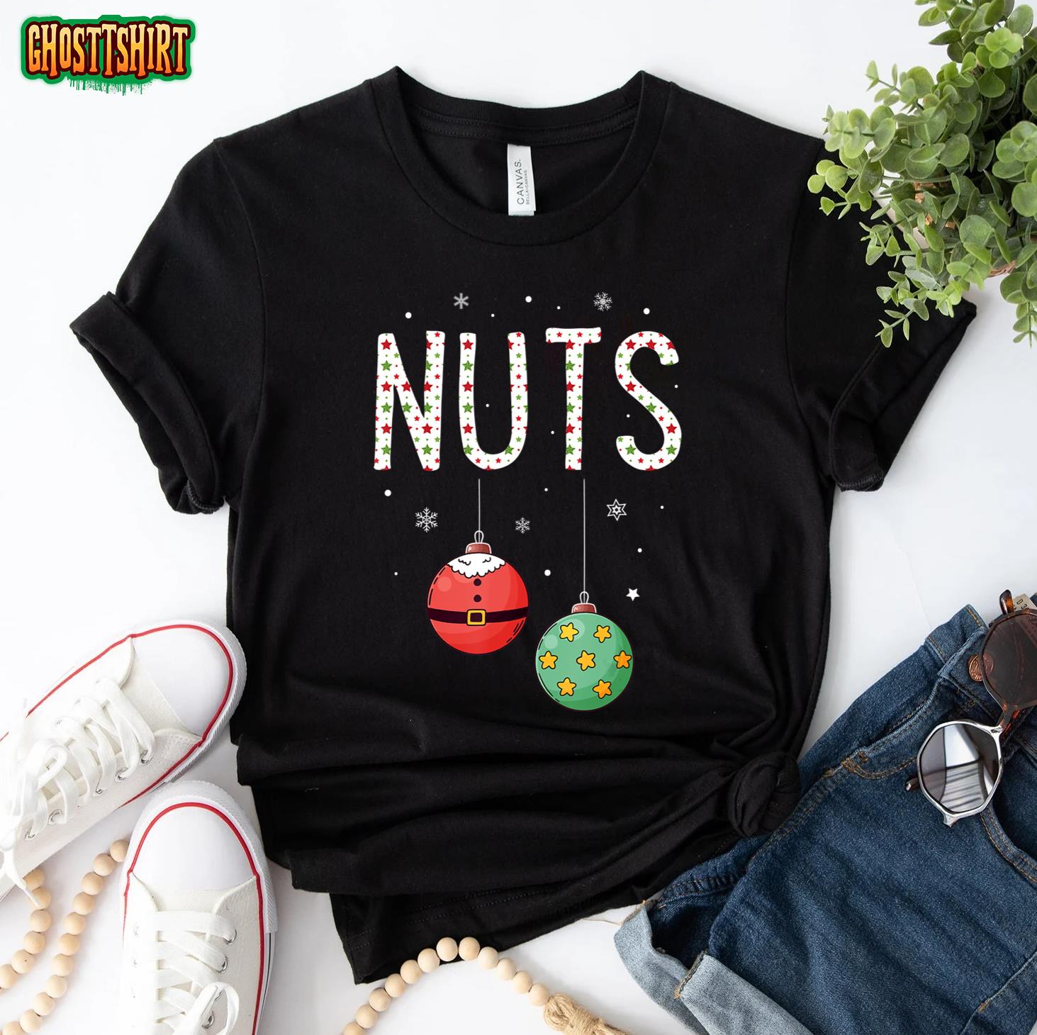 Mens Chest Nuts Matching Funny Christmas Couples Chestnuts Nuts T-Shirt